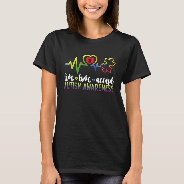 Camiseta Live Love Accept Autism Awareness (Frente)