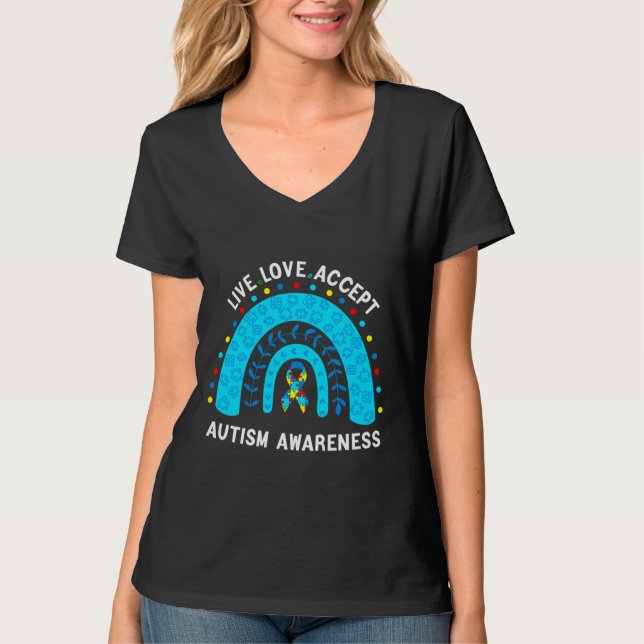 Camiseta Live Love Aceite Autismo Sensibilização Mês Suport (Frente)