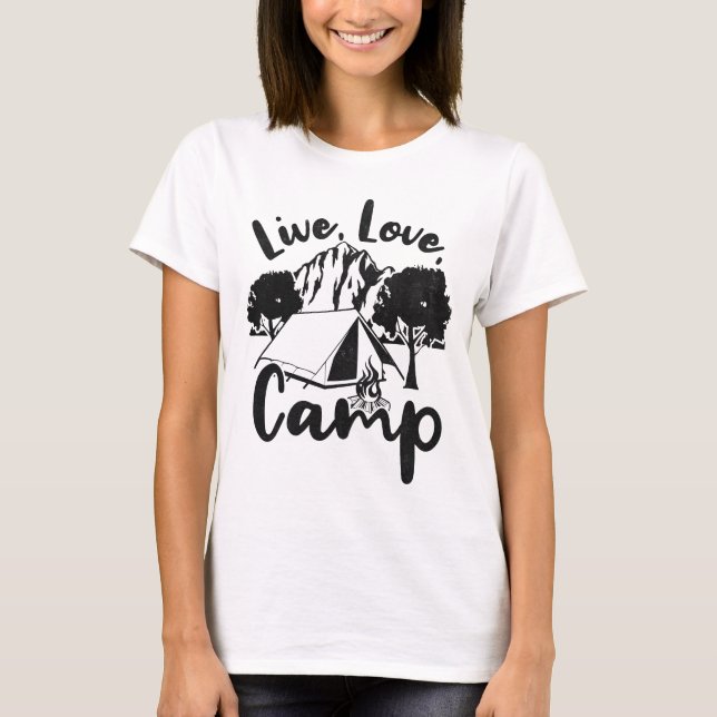 Camiseta Live, Love, Camp Outdoor Adventure (Frente)