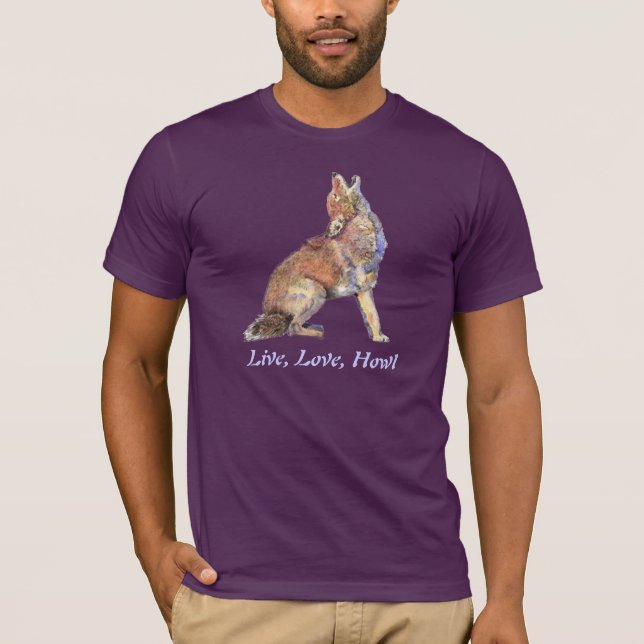 Camiseta Live Love Howl Divirta Cotação Howl Howting Coyote (Frente)