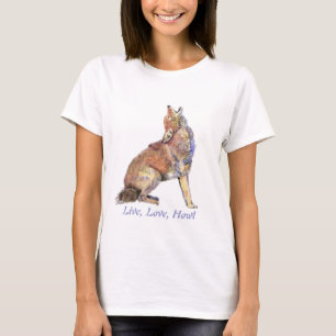 Camiseta Live Love Howl Divirta Cotação Howl Howting Coyote
