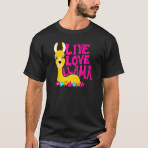 Camiseta Live Love Lama Flower Power Animal Graphic