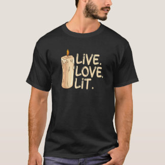 Camiseta Live Love Lit para um Fazer de Velas
