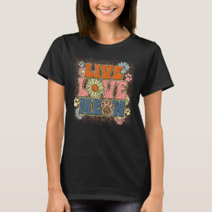 Camiseta Live Love Meow Leopard Pet Paw Flower Grou