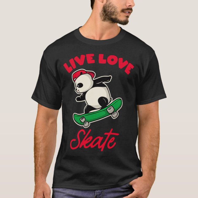 Camiseta live love skate skater bear funny skateboard skati (Frente)