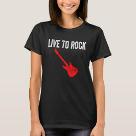 Camiseta Live To Rock Red Electric Guitar Music Graphic Art