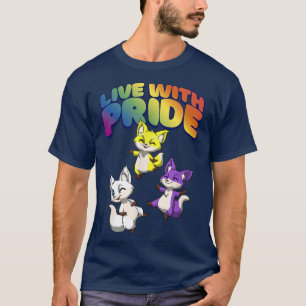 Camiseta Live with PrideKawaii Nonbinary & Genderqueer Fo