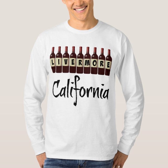 Camiseta Livermore California Red Wine Bottles Tasting Fun (Frente)
