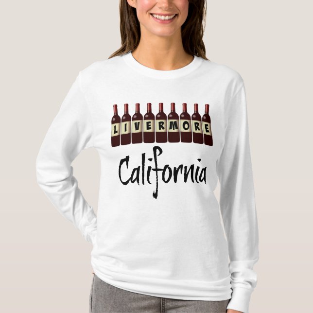 Camiseta Livermore California Red Wine Bottles Tasting Fun (Frente)