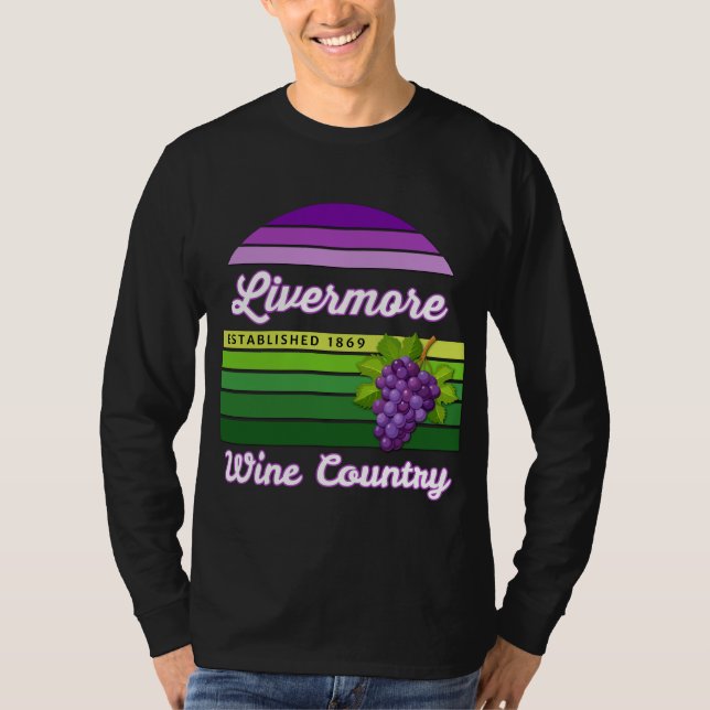 Camiseta Livermore Wine Country Purple Green Stripes Grapes (Frente)