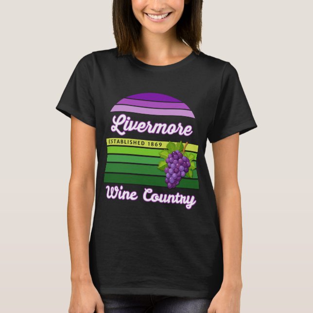 Camiseta Livermore Wine Country Purple Green Stripes Grapes (Frente)