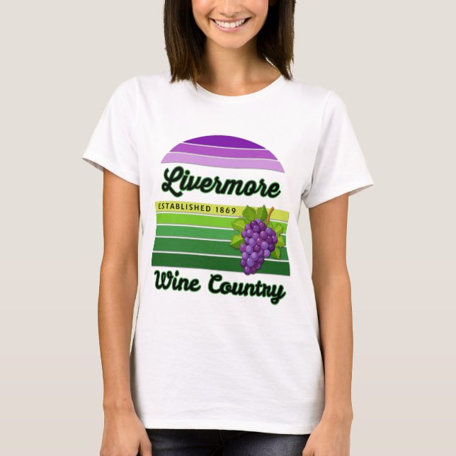 Camiseta Livermore Wine Country Purple Green Stripes Grapes (Frente)