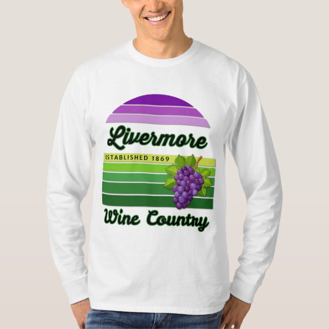 Camiseta Livermore Wine Country Purple Green Stripes Grapes (Frente)