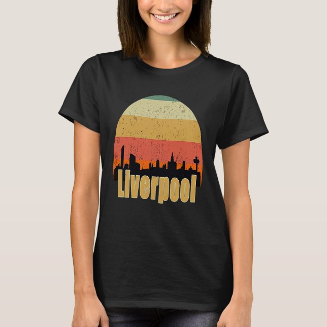 Camiseta Liverpool England Skyline Silhouette Sunset I Love (Frente)
