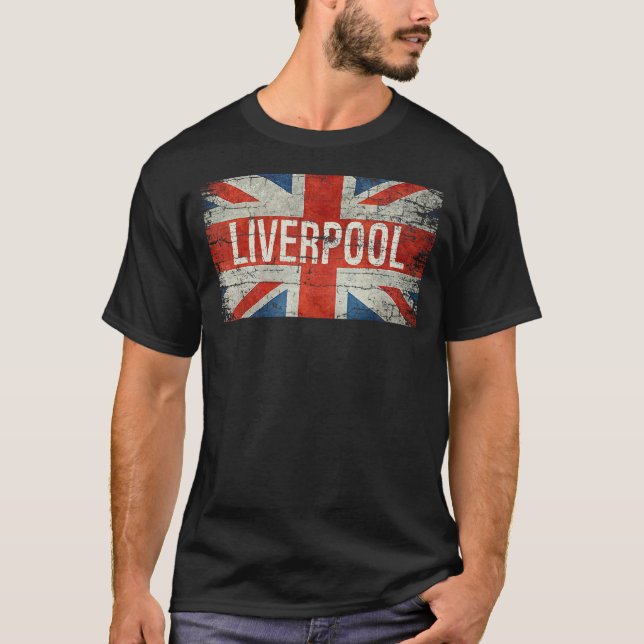 Camiseta Liverpool, Reino Unido, British Flag Vintage Souv (Frente)