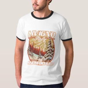 Camiseta Livigno itália Snowboarding logotipo