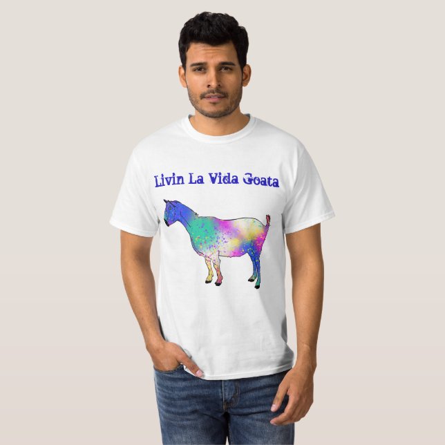 Camiseta Livin La Vida Goata Engraçada Arte Animal Goat (Frente Completa)