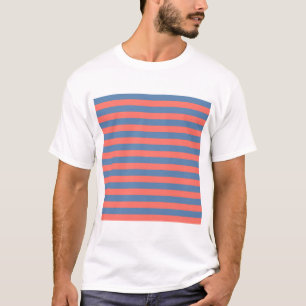 Camiseta Lıving Coral e Linhas Horizontais azul Pacífico