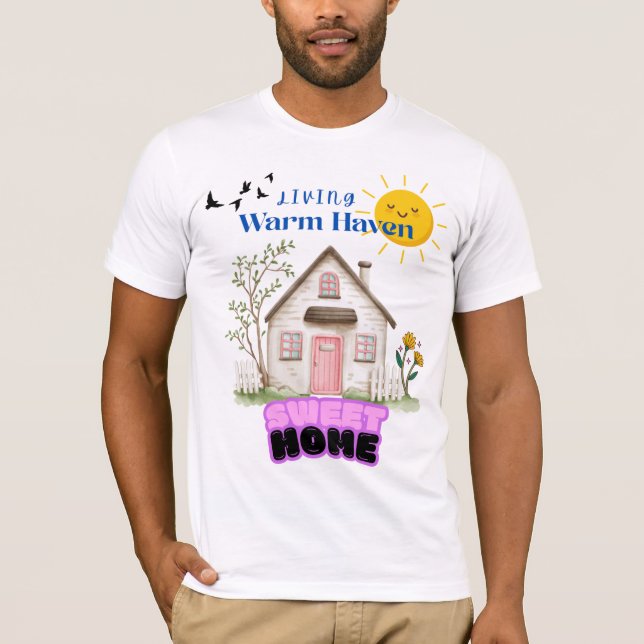 Camiseta Living Warm Heaven T-Shirt – Cozy Sweet Home Vibes (Frente)