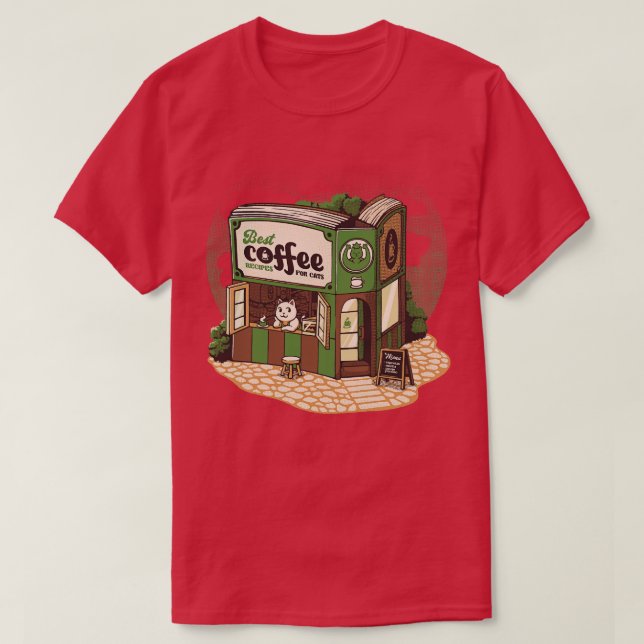 Camiseta Livraria de Gatos do Coffeeshop por Tobe Fonseca (Frente do Design)