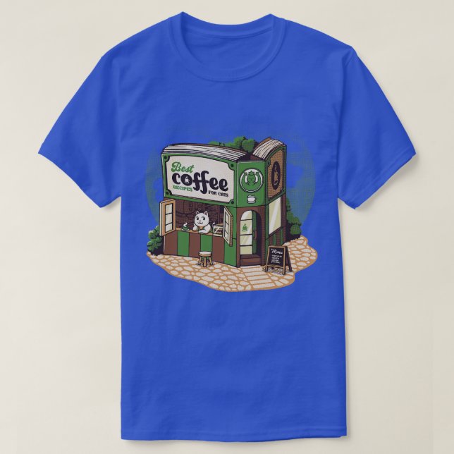 Camiseta Livraria de Gatos do Coffeeshop por Tobe Fonseca (Frente do Design)