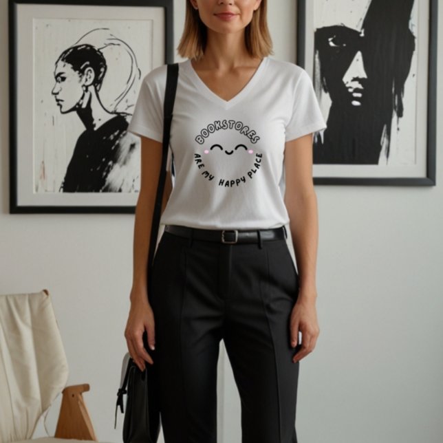 Camiseta "Livrarias são meu lugar feliz" Design (Criador carregado)