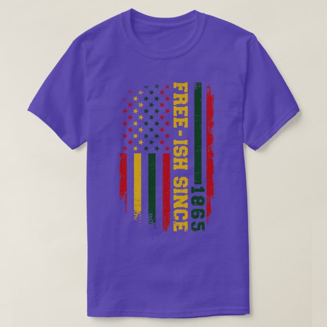 Camiseta Livre desde 1865 com cor americana em africano (Frente do Design)