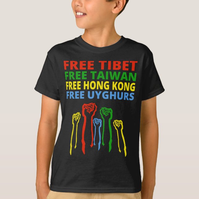 CAMISETA LIVRE TIBET FREE TAIWAN FREE HONG KONG UYGHURS LIV (Frente)