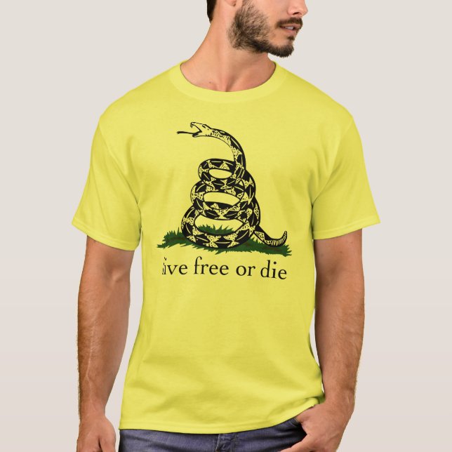 Camiseta Livres vivos da bandeira de Gadsden ou morrem (Frente)