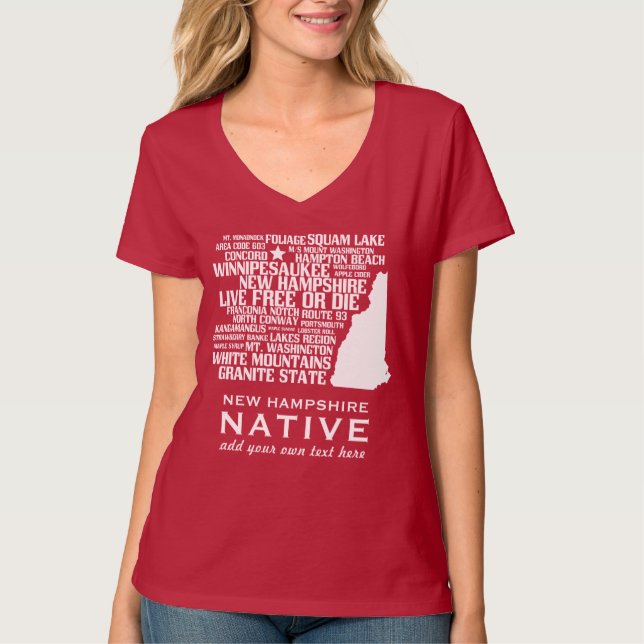 Camiseta Livres vivos do nativo de New Hampshire ou morrem (Frente)