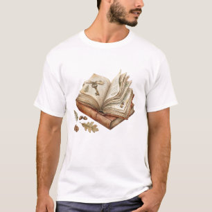 Camiseta Livro Aberto Antigo com Histórias da Chave Mágica