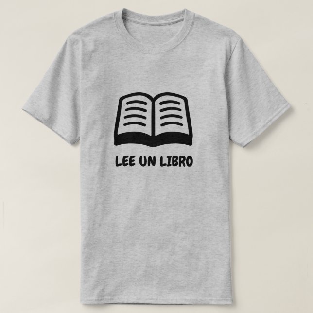 Camiseta livro aberto e texto em espanhol: Lee un libro (Frente do Design)