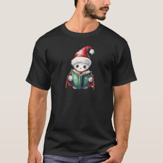 Camiseta livro assustador de cor d'água lendo papais noeis