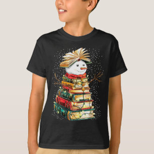 Camiseta Livro Boneco de Neve Árvore de Natal Leitura