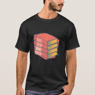 Camiseta Livro Comer Livros de Sono Repetir Leitura de Bibl