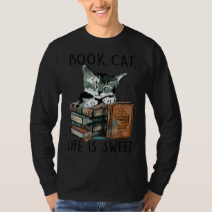 Camiseta Livro de Aquarela Gato Vida É Doce Bibliotecária G
