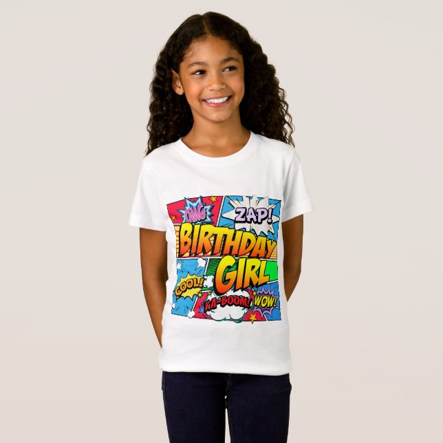 Camiseta Livro de BD da Birthday Girl (Frente Completa)