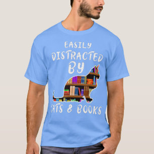 Camiseta Livro de Gatos Mais Facilmente Distraído por Gatos