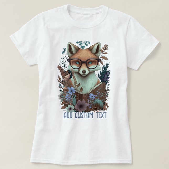 Camiseta Livro de Leitura da Raposa, flor selvagem, tremoço (Frente do Design)