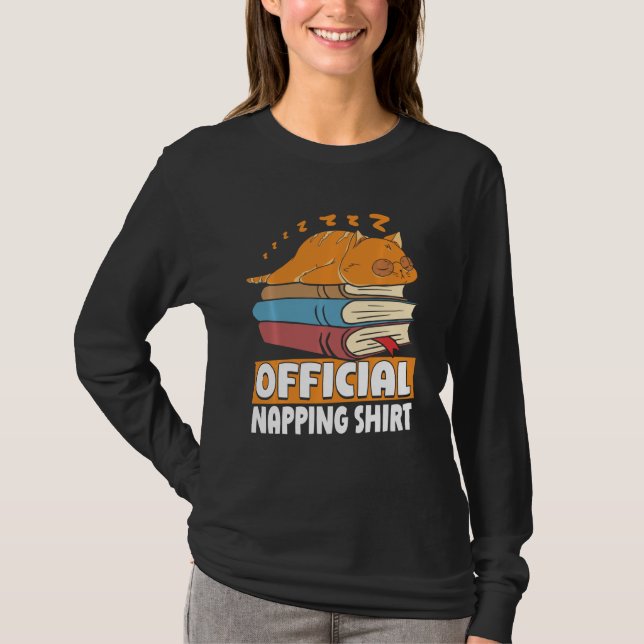 Camiseta Livro de Leitura de Biscoito Dormindo Gato (Frente)
