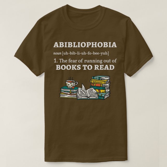 Camiseta Livro de Leitura de Definição de Abibliofobia (Frente do Design)