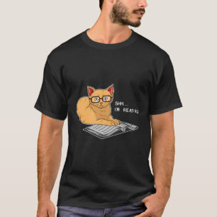 Camiseta Livro de Leitura de Gato de Leitura de Avião de Bo