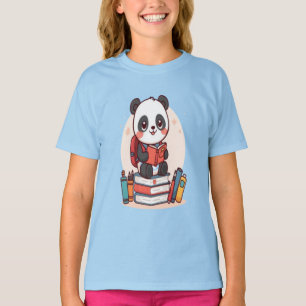 Camiseta Livro de Leitura de Volta às Aulas do Panda Fofo
