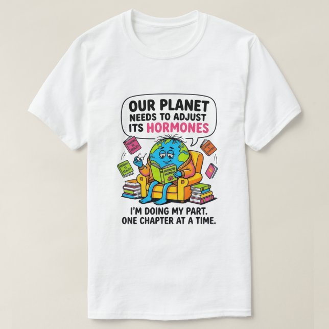 Camiseta Livro de Leitura Divertido da Terra - Nosso Planet (Frente do Design)