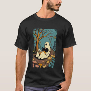 Camiseta Livro de Leitura Fantasma Groovy Gato Preto Hallow