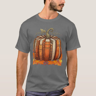 Camiseta Livro de Outono Abóbora Retro Leitura Professora L
