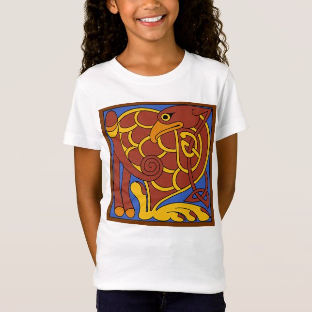 Camiseta Livro De Pássaro Medieval Do Nó Celta Kells (Frente)