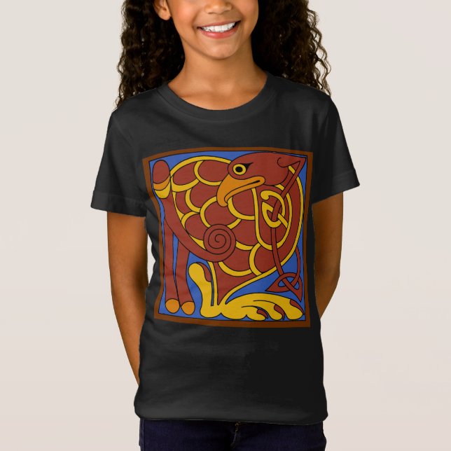 Camiseta Livro De Pássaro Medieval Do Nó Celta Kells (Frente)