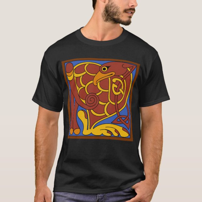 Camiseta Livro De Pássaro Medieval Do Nó Celta Kells (Frente)