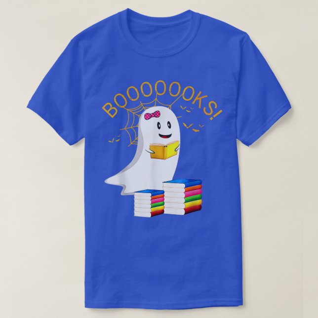 Camiseta Livro do Halloween Ghost Lading Biblioteca Book (Frente do Design)
